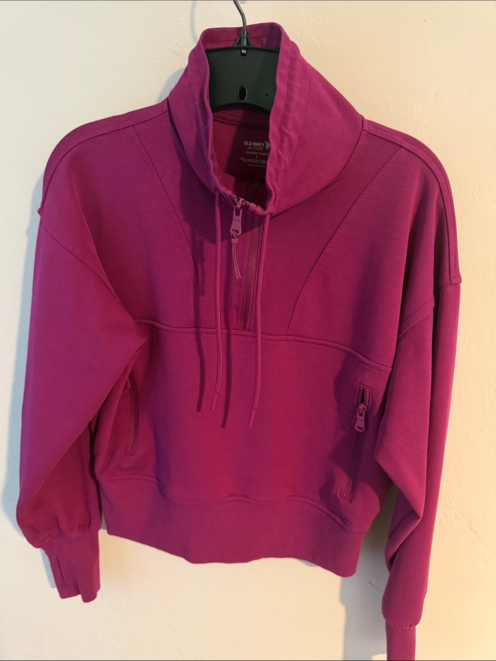 Old Navy Women's Bright Magenta Half-Zip Hoodie Pullover
